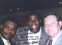 NBA Star Magic Johnson with Joe Dean, and Bill Bolton  autographed photo
